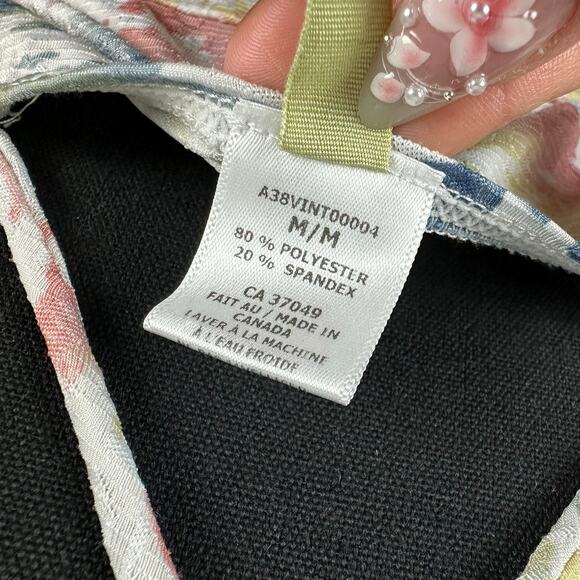 LIVOM Strappy Crop Cami Top Size M Stretch Pastel Y2K Artsy Watercolor Festival - Picture 6 of 6